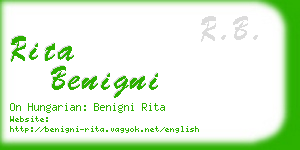 rita benigni business card